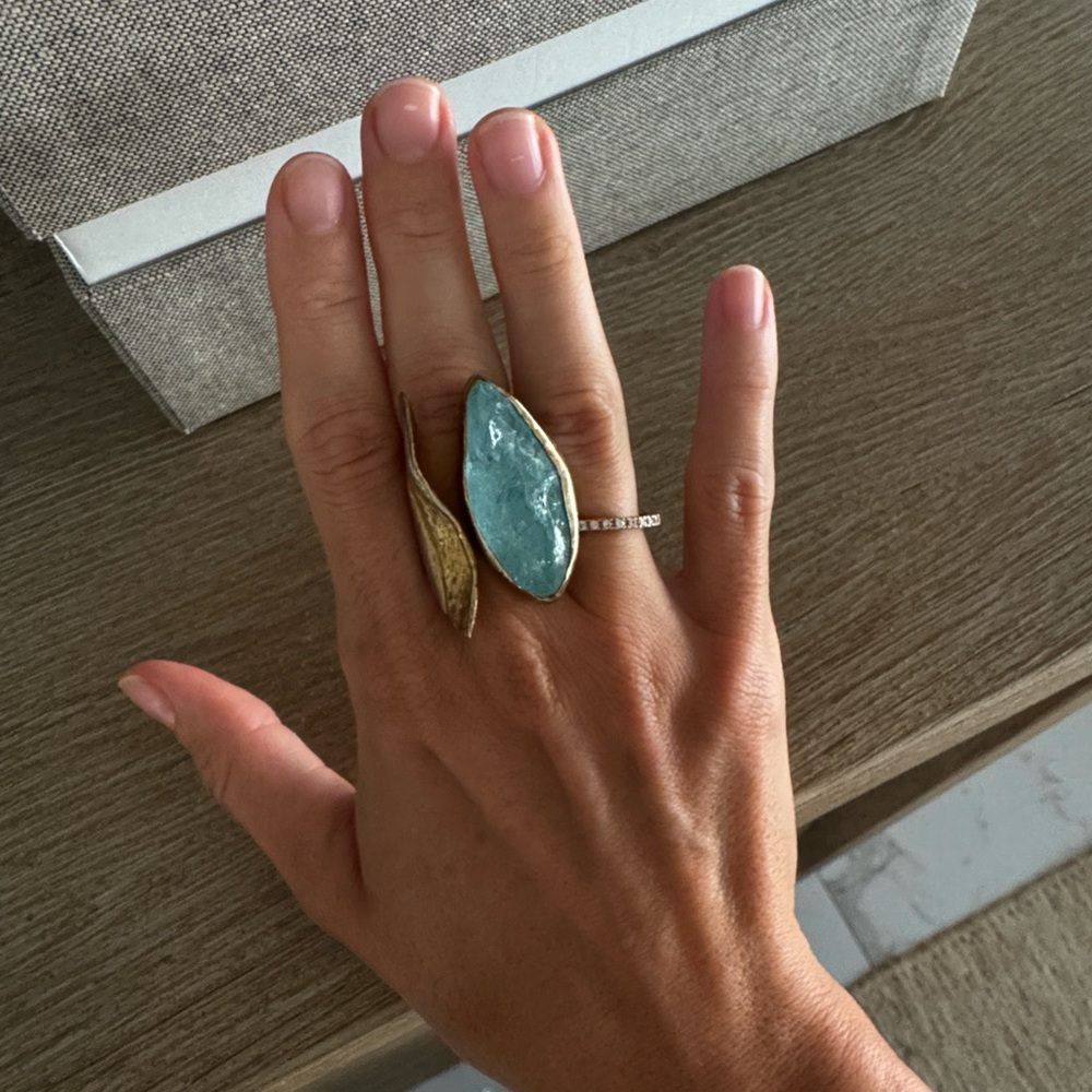 Gold plated and Blue Stone Women's Ring